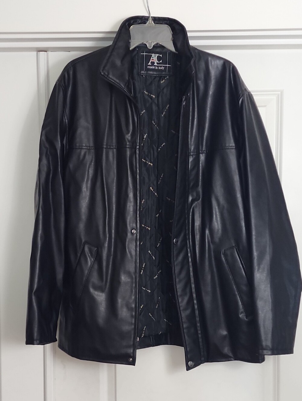 Made in Italy Black Leather Jacket for Men L